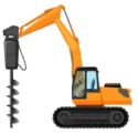 Illustration of an excavator with a drill attachment, illustrating its use in construction and drilling projects.