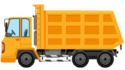 Icon of a dump truck hauling materials, illustrating its use in construction and material transportation.